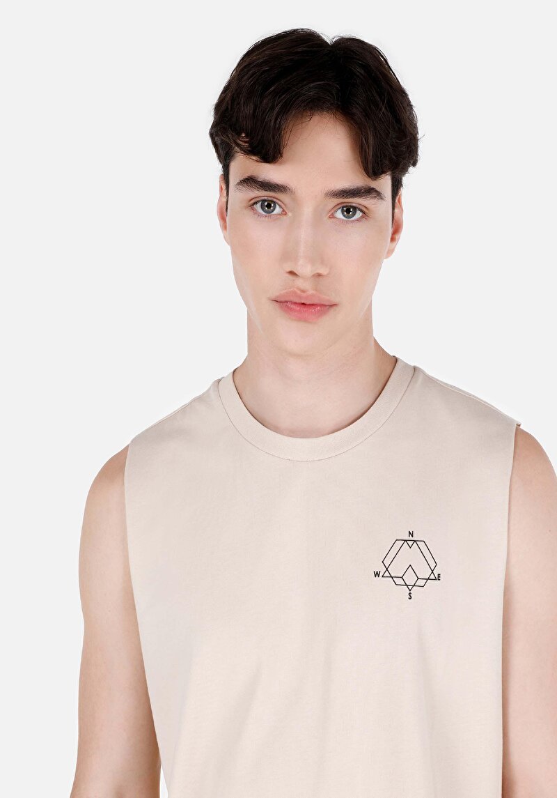 Regular Fit Erkek Bej Atlet