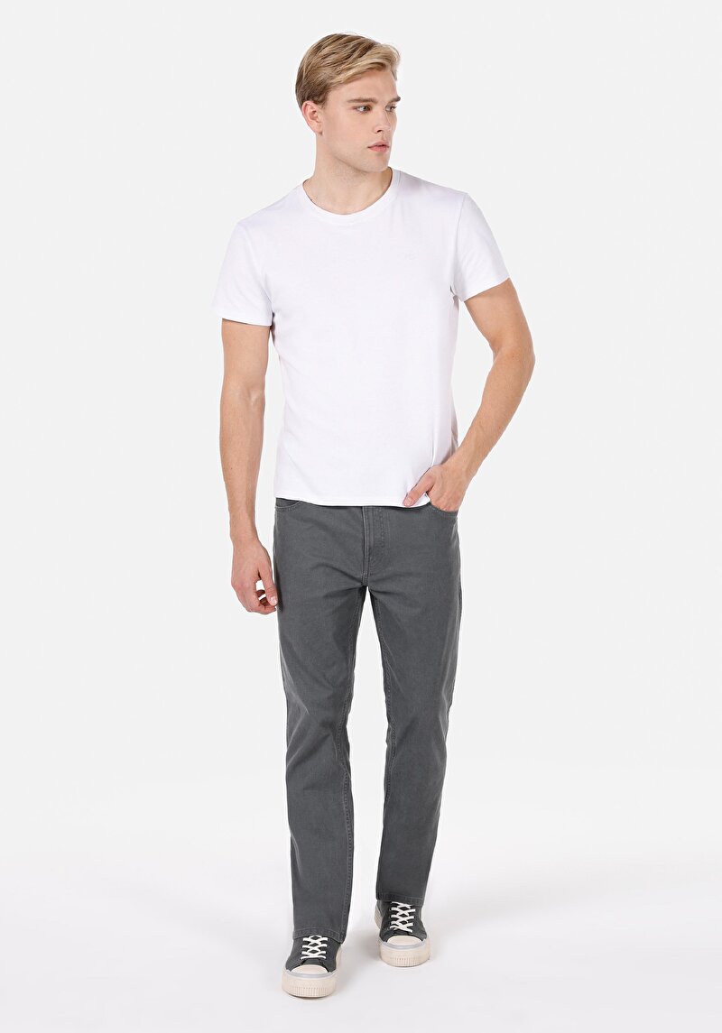 Regular Fit Orta Bel Uzun Paça Erkek Antrasit Pantolon