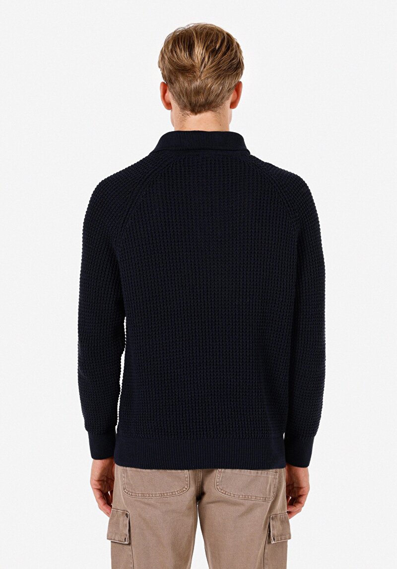 Regular Fit Polo Yaka Erkek Lacivert Kazak