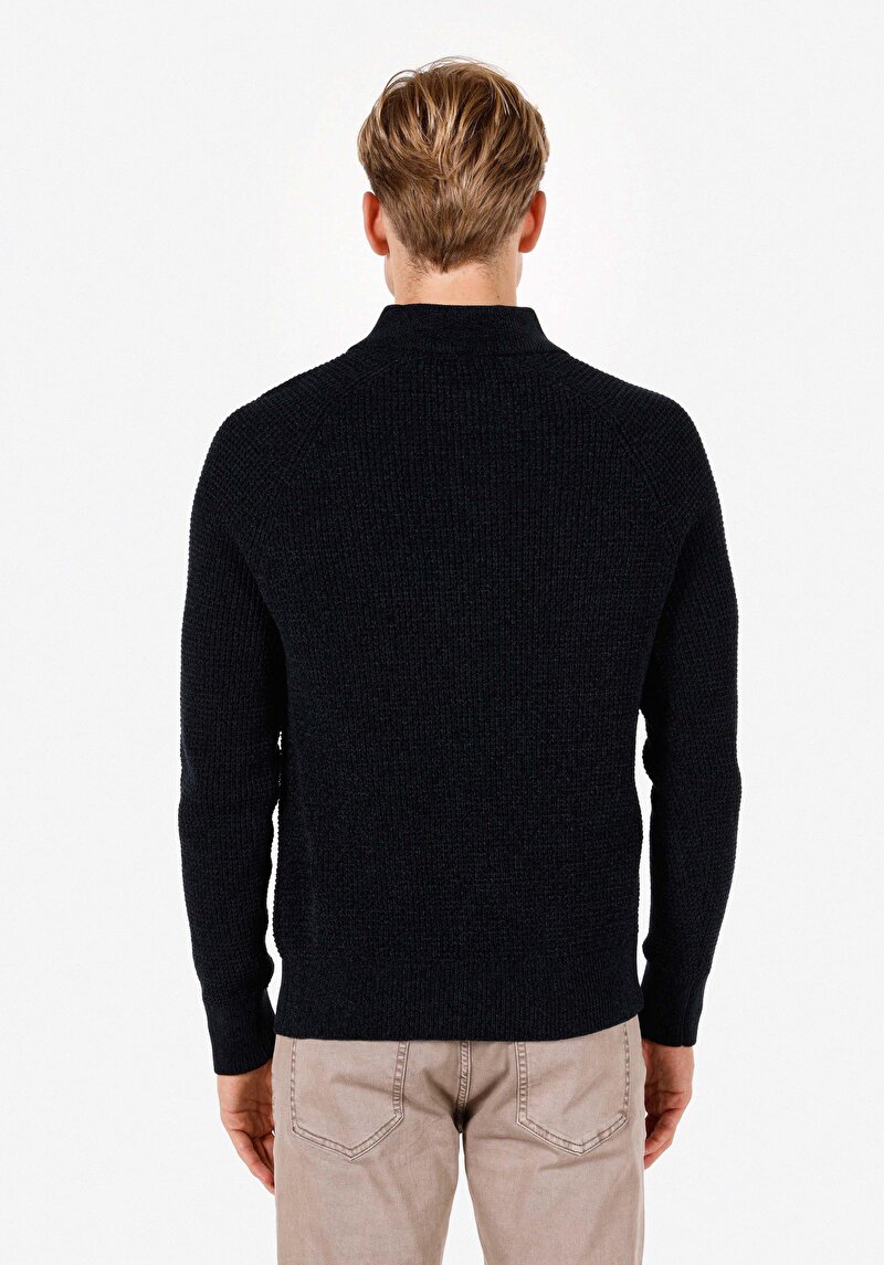 Regular Fit Polo Yaka Erkek Lacivert Kazak