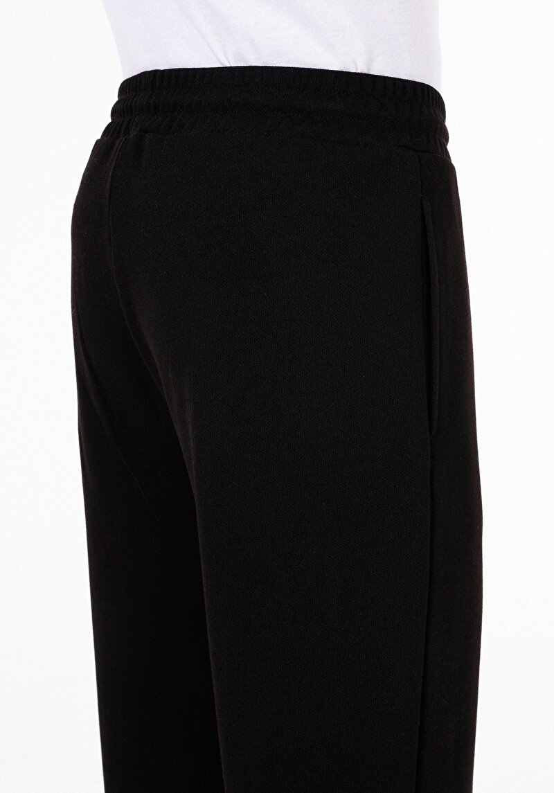 Regular Fit Orta Bel Düz Erkek Siyah Eşofman Altı