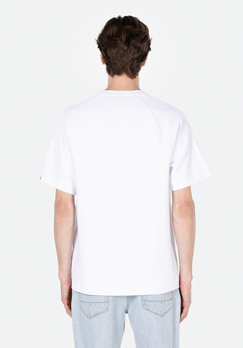 Comfort Fit Yuvarlak Yaka Düz Erkek Beyaz Kısa Kol Tişört