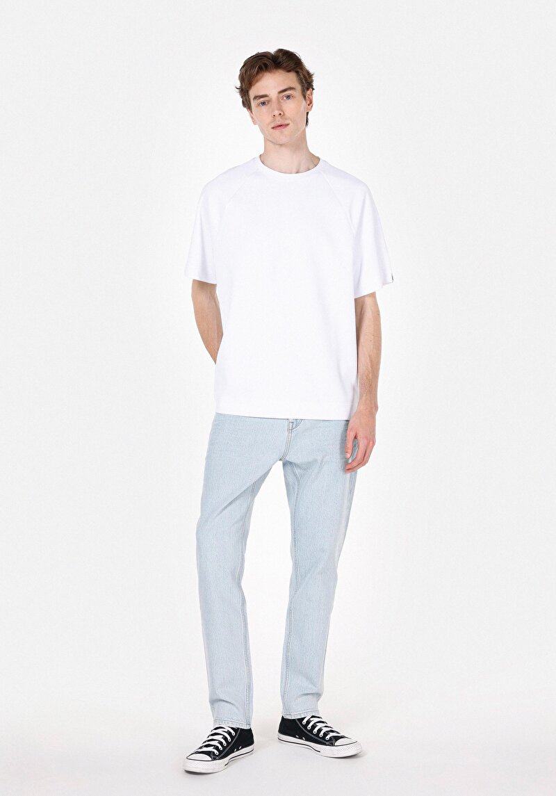 Comfort Fit Yuvarlak Yaka Düz Erkek Beyaz Kısa Kol Tişört