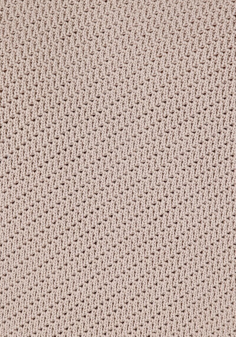 Regular Fit Yuvarlak Yaka Jakarlı Erkek Bej Kazak