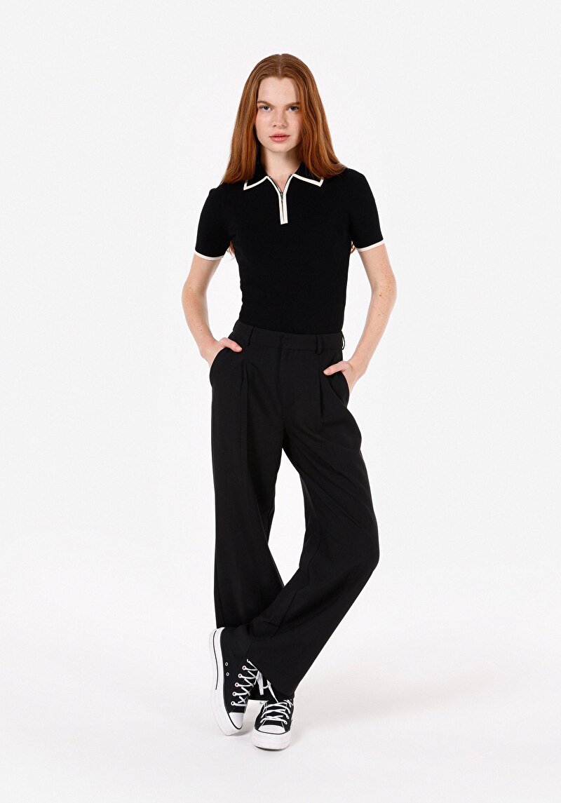 Slim Fit Kadın Siyah Kazak