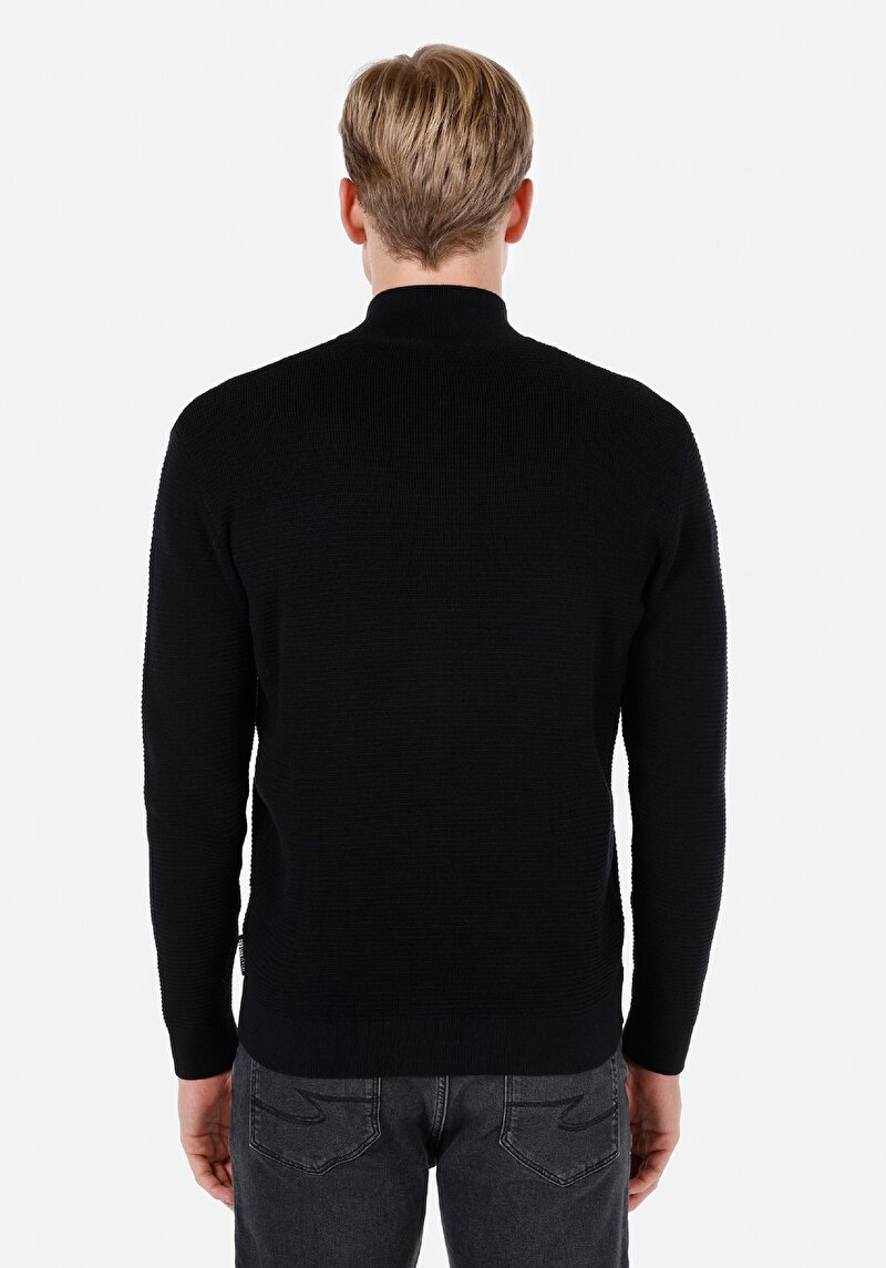 Regular Fit Erkek Siyah Hırka