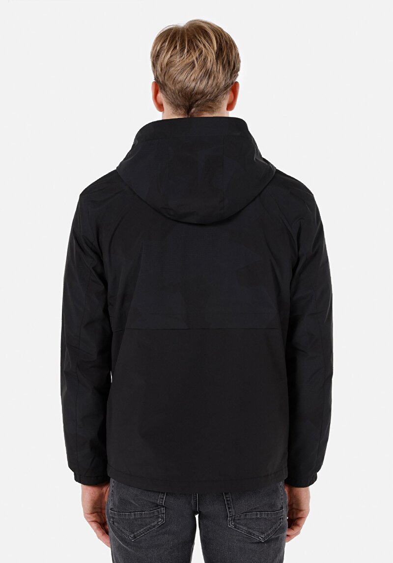 Regular Fit Erkek Siyah Yağmurluk