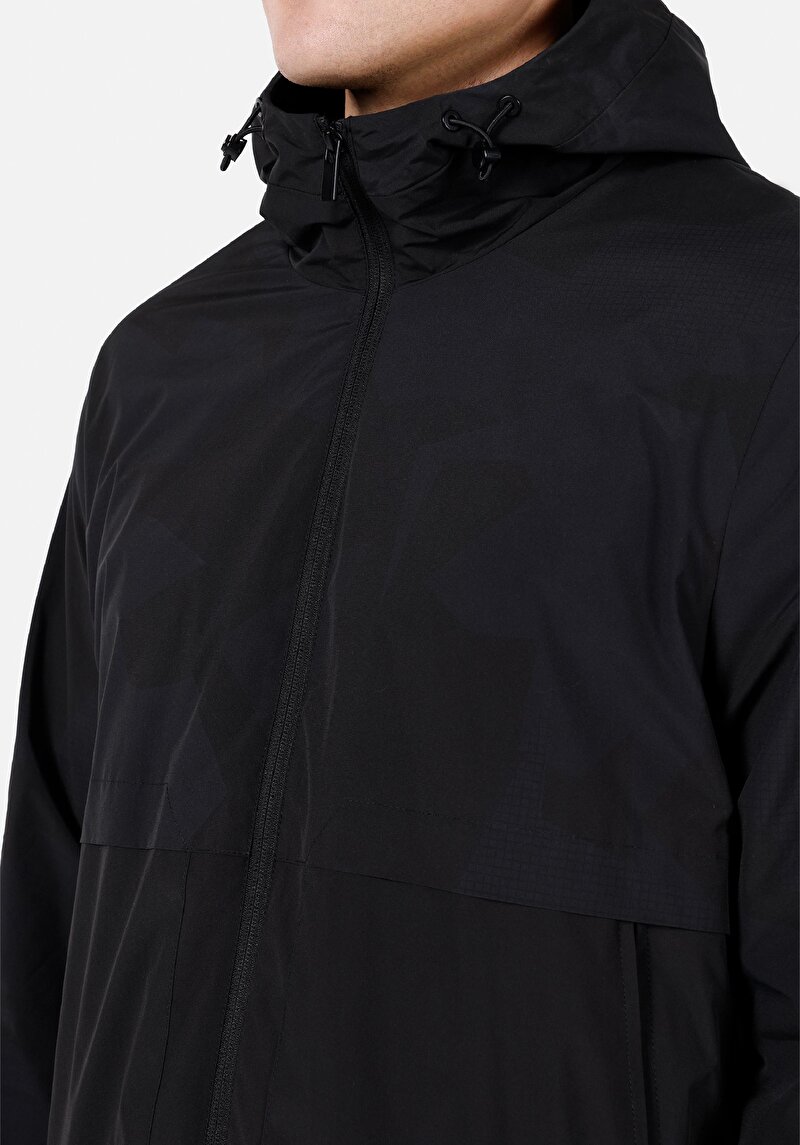 Regular Fit Erkek Siyah Yağmurluk