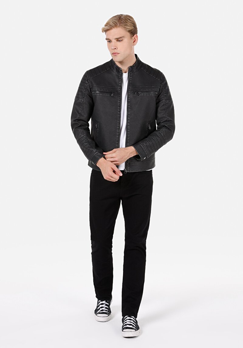 Slim Fit Erkek Antrasit Mont Pu