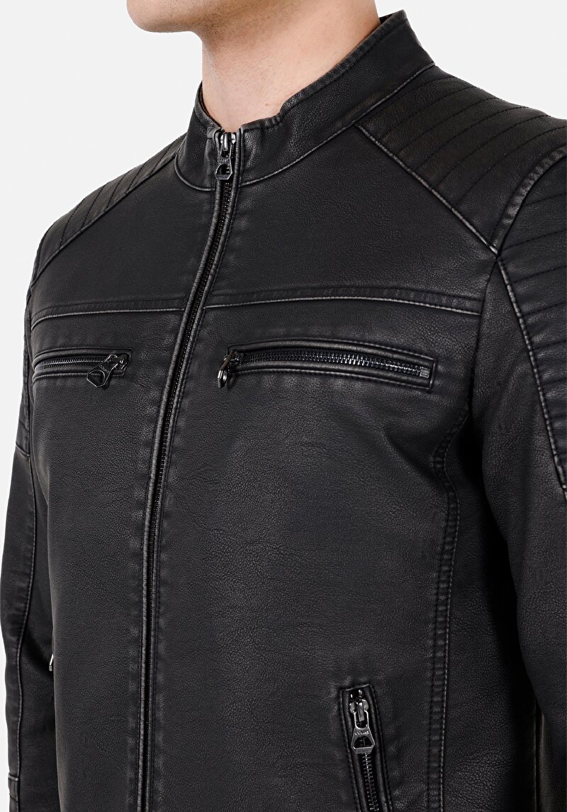 Slim Fit Erkek Antrasit Mont Pu