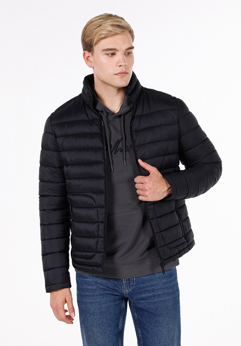 Slim Fit Erkek Siyah Mont
