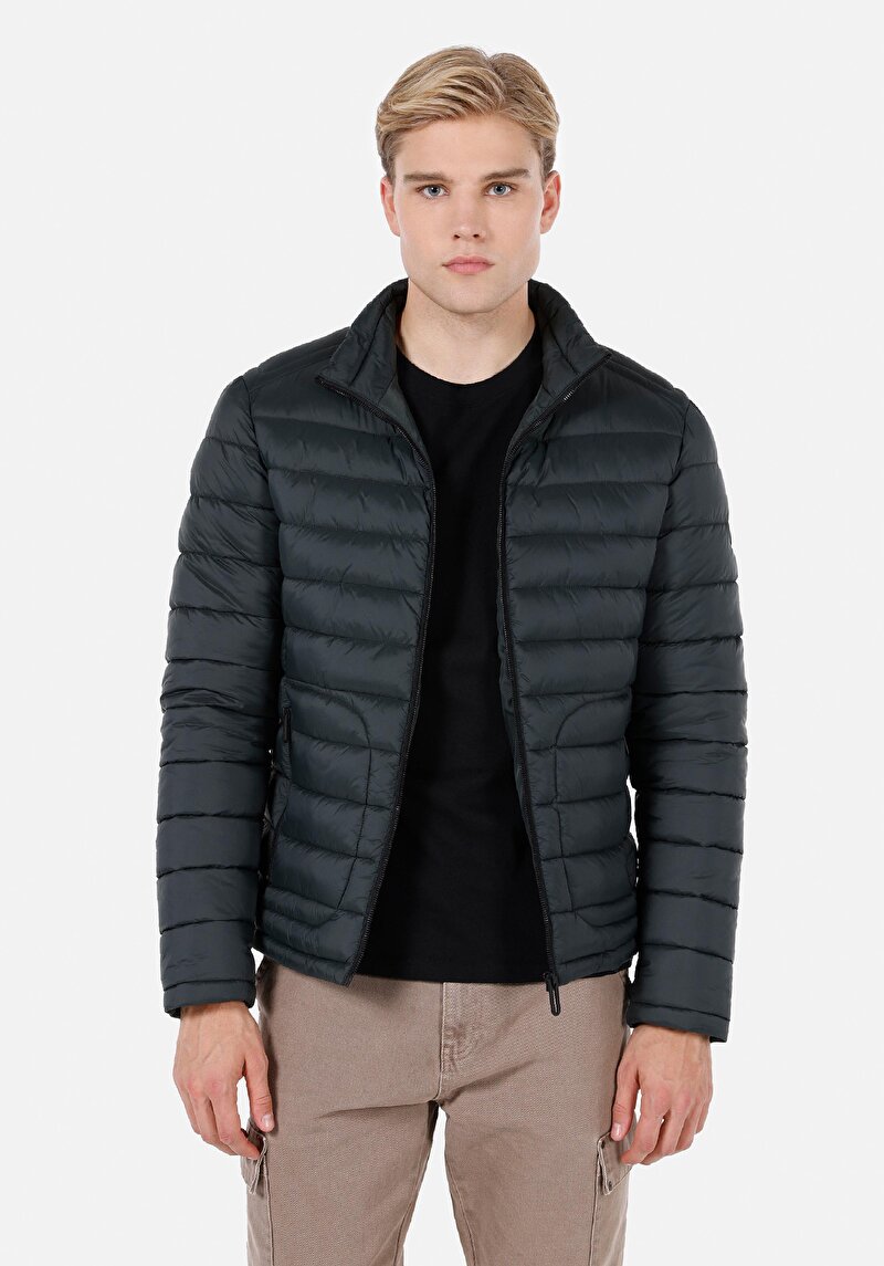 Slim Fit Erkek Yeşil Mont