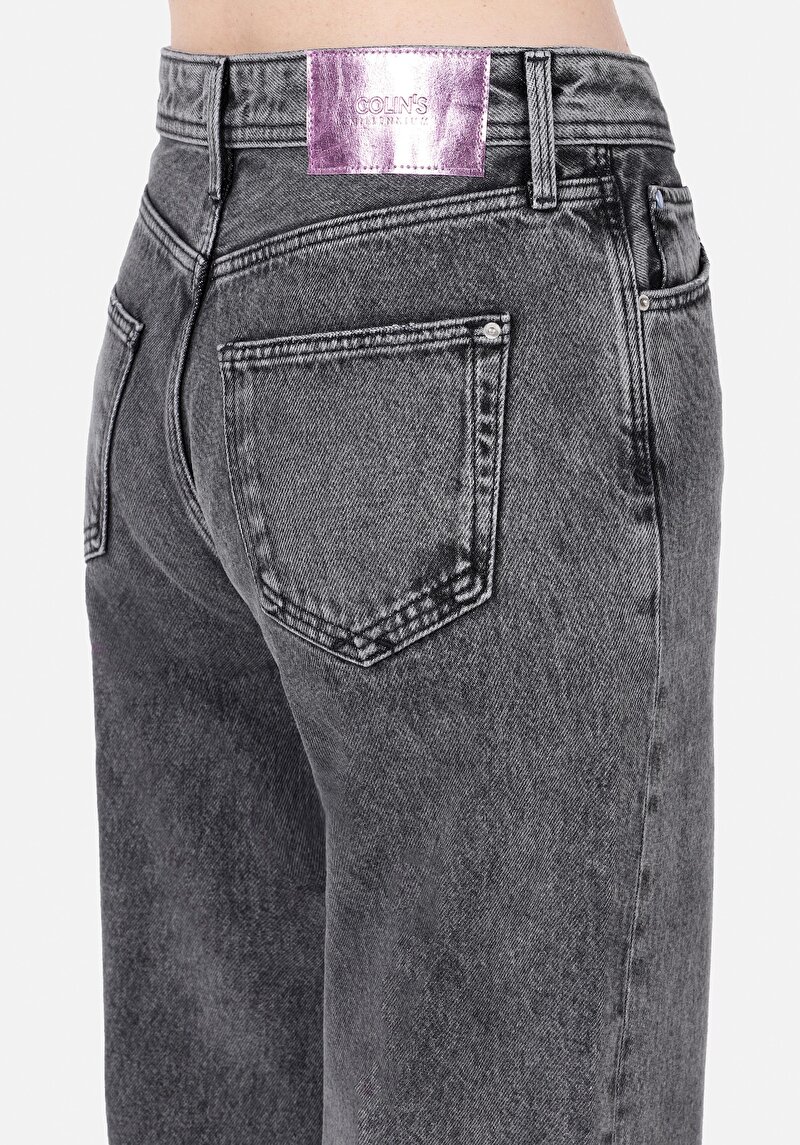 Regular Fit Yüksel Bel Geniş Paça Kadın Denim Jean Pantolon