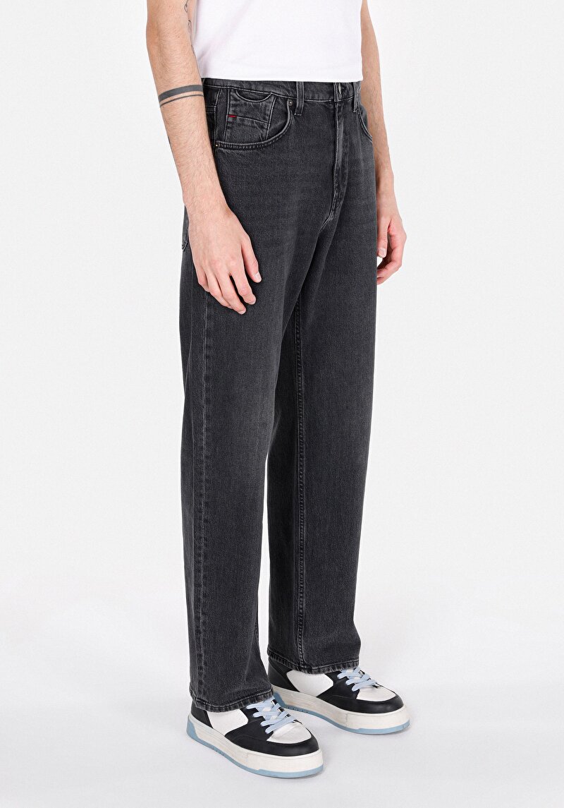 Relaxed Fit Erkek Siyah Jean Pantolon