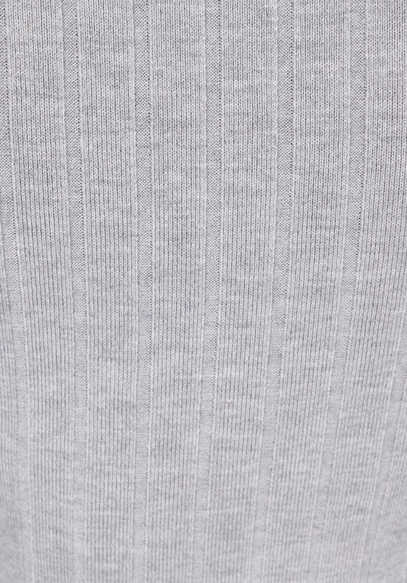 Slim Fit Derin Bisiklet Yaka Düz Kadın Gri Uzun Kol Tişört