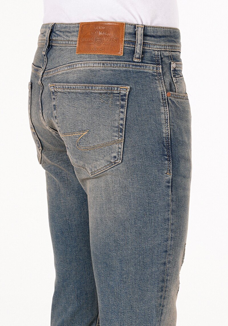 Slim Fit   Erkek İndigo Jean Pantolon