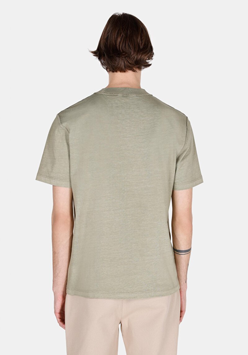 Comfort Fit Yuvarlak Yaka Düz Erkek Yeşil Kısa Kol Tişört