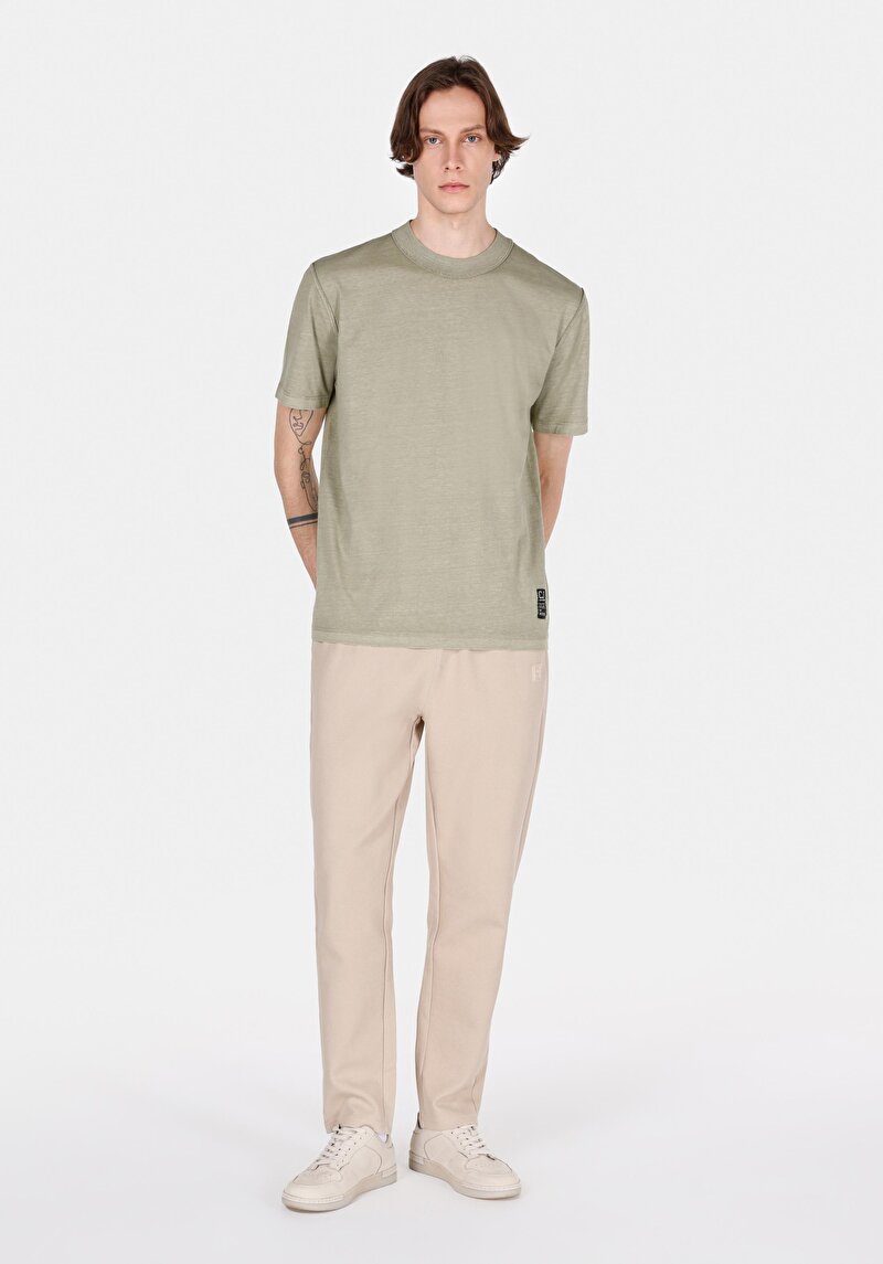 Comfort Fit Yuvarlak Yaka Düz Erkek Yeşil Kısa Kol Tişört