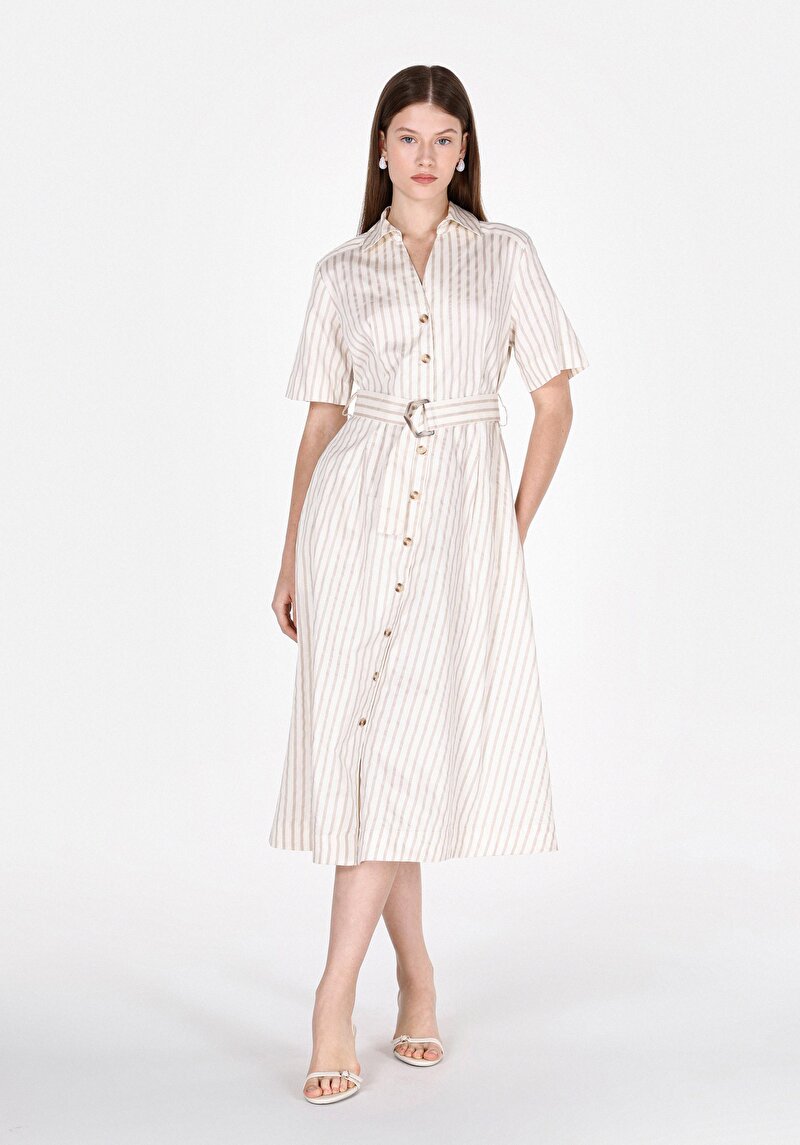 Regular Fit Kadın Ekru Elbise