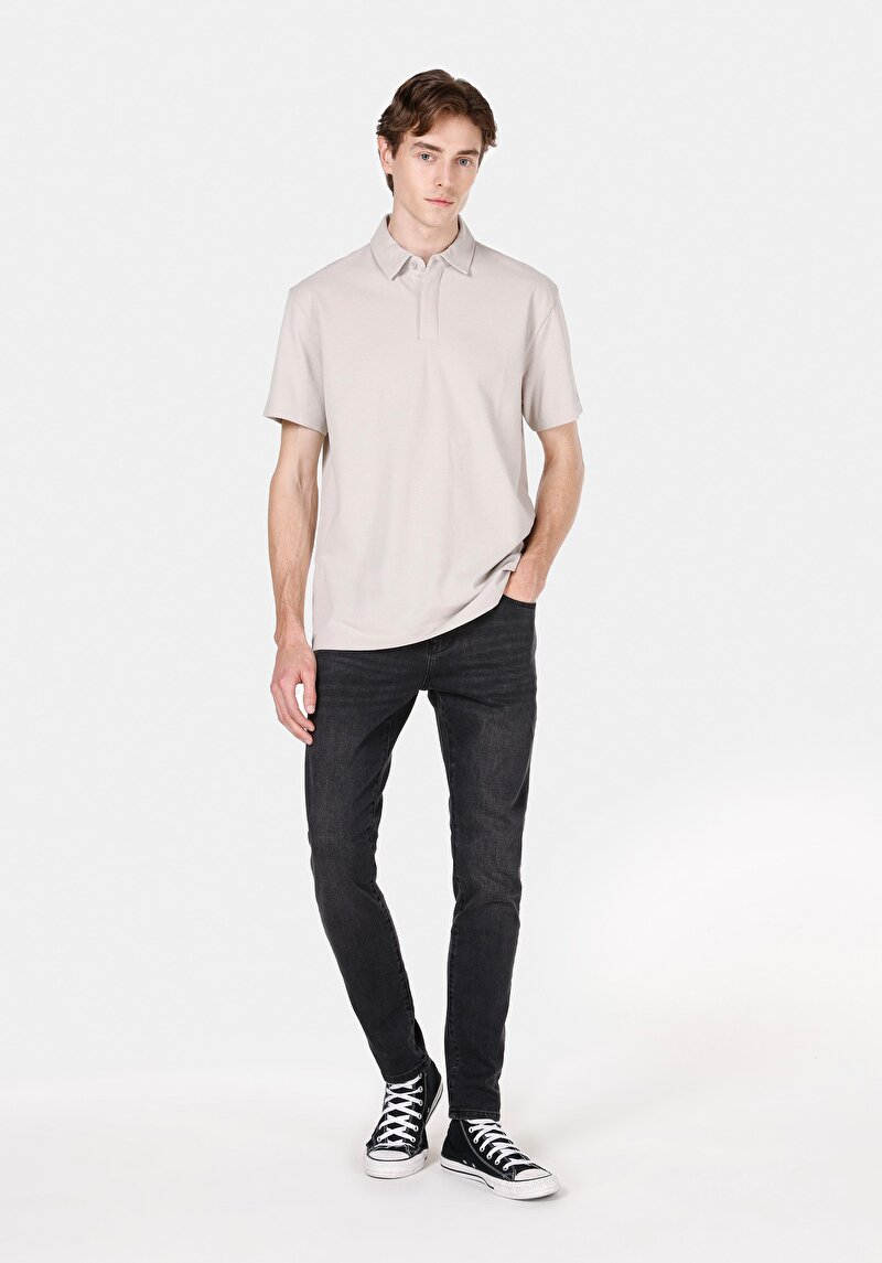 Slim Fit Fermuarlı Erkek Black Black Denim Jean Pantolon