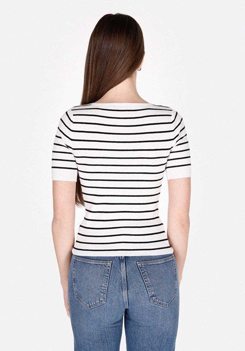 Slim Fit Kadın Beyaz Kazak