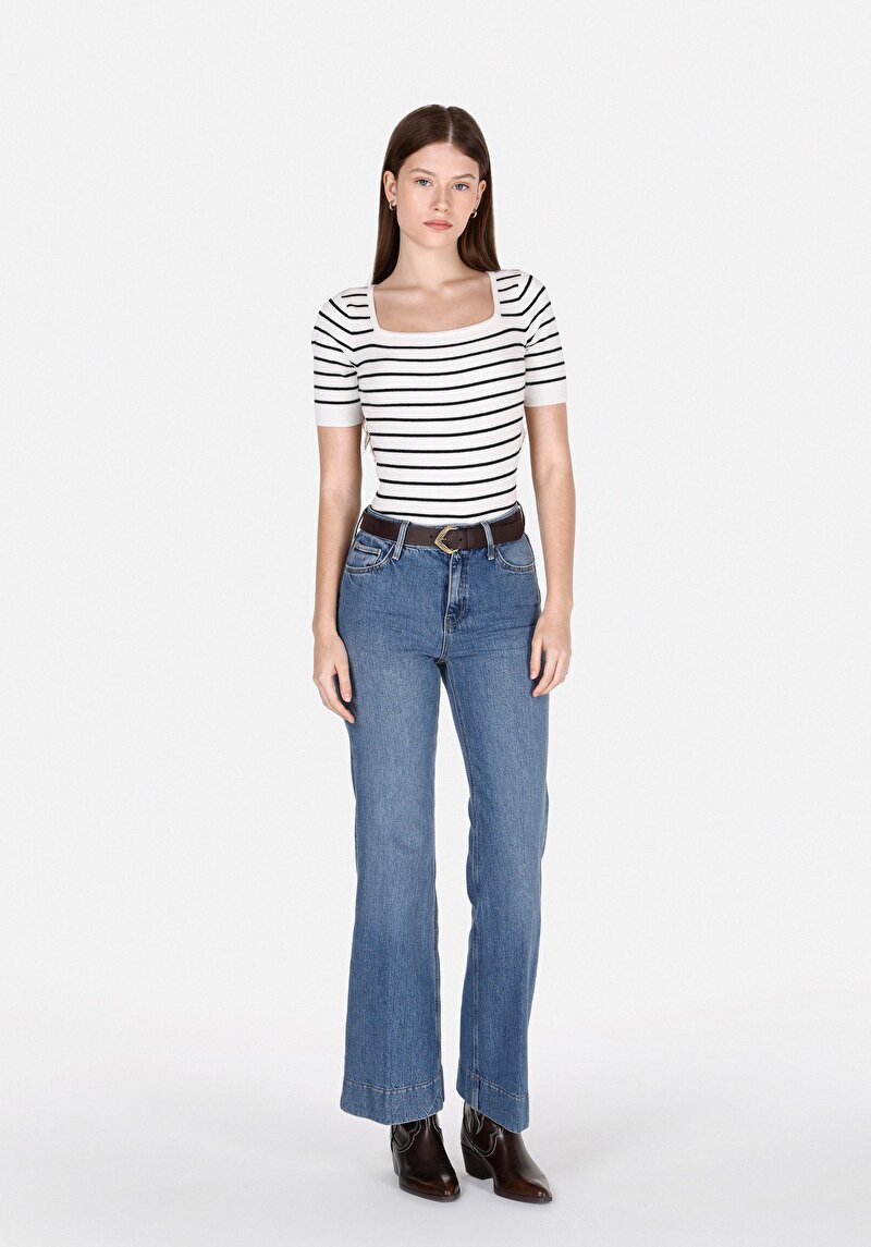 Slim Fit Kadın Beyaz Kazak