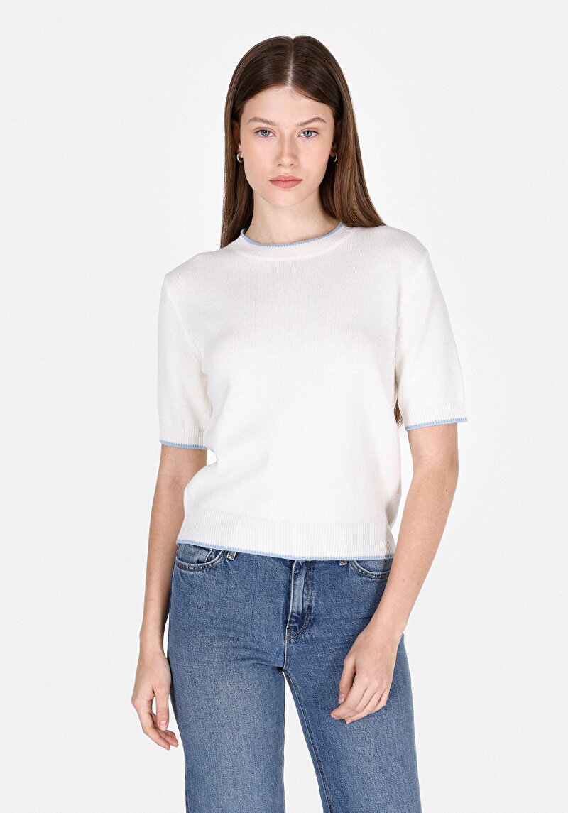 Regular Fit Kadın Beyaz Kazak