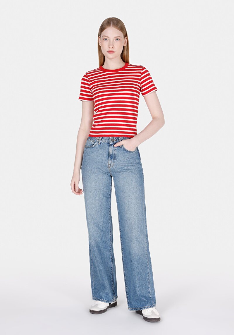 Regular Fit Kadın Pamuklu Light İndigo Denim Jean Pantolon