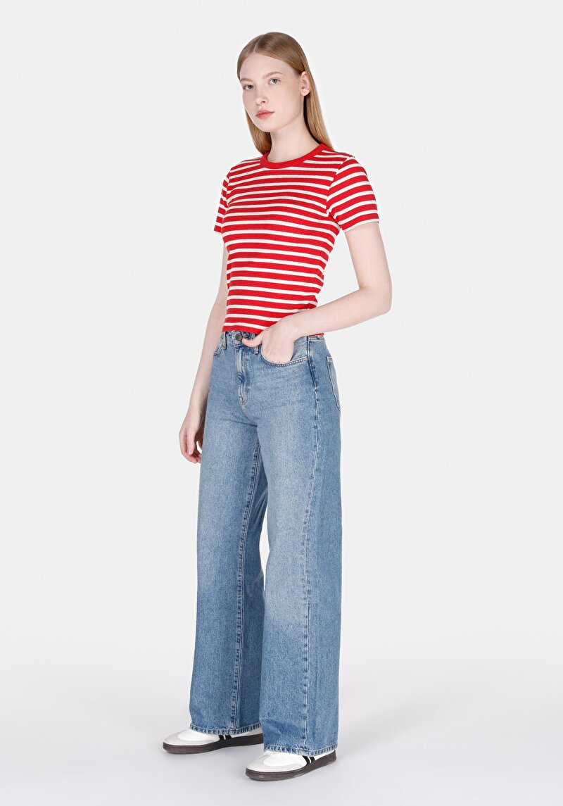 Regular Fit Kadın Pamuklu Light İndigo Denim Jean Pantolon