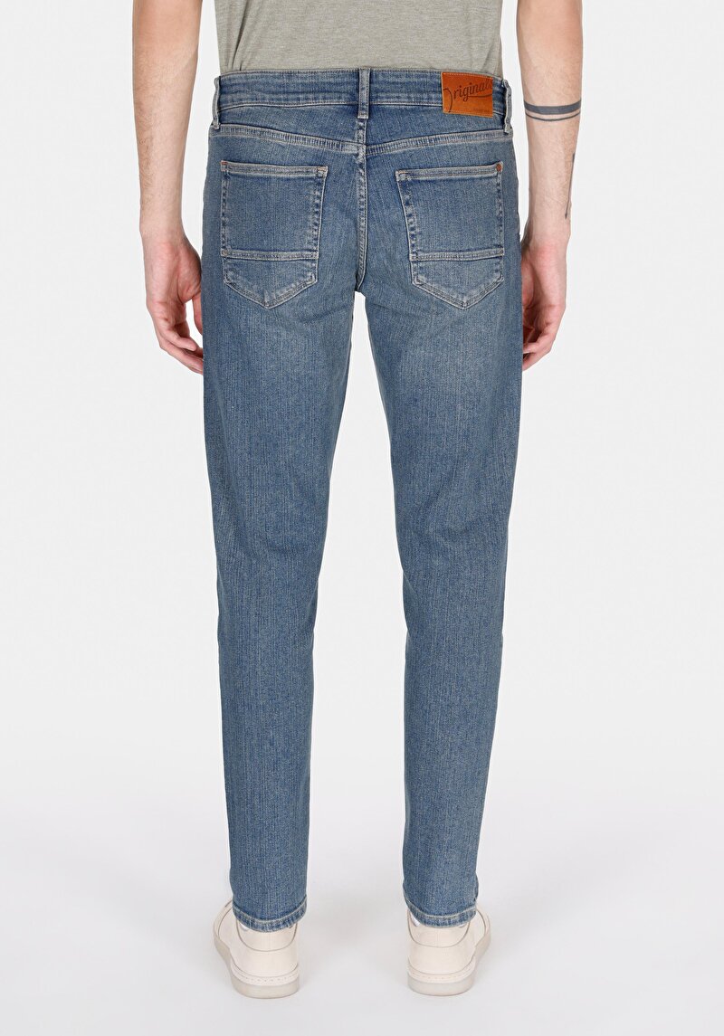 Slim Fit Erkek İndigo Jean Pantolon