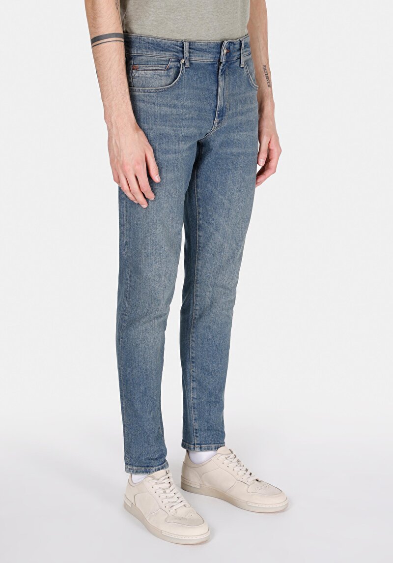Slim Fit Erkek İndigo Jean Pantolon