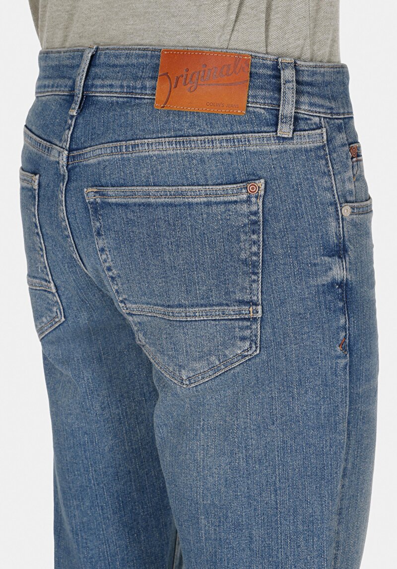 Slim Fit   Erkek İndigo Jean Pantolon