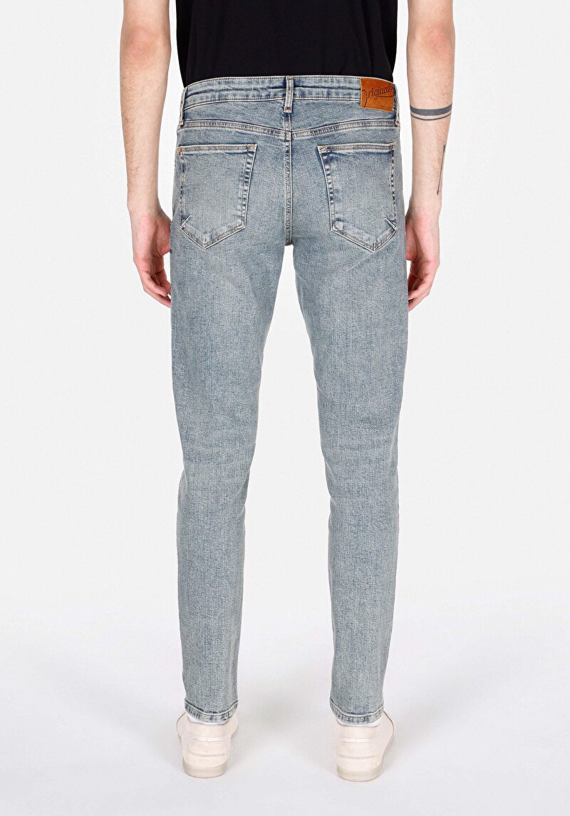 Slim Fit Erkek İndigo Jean Pantolon