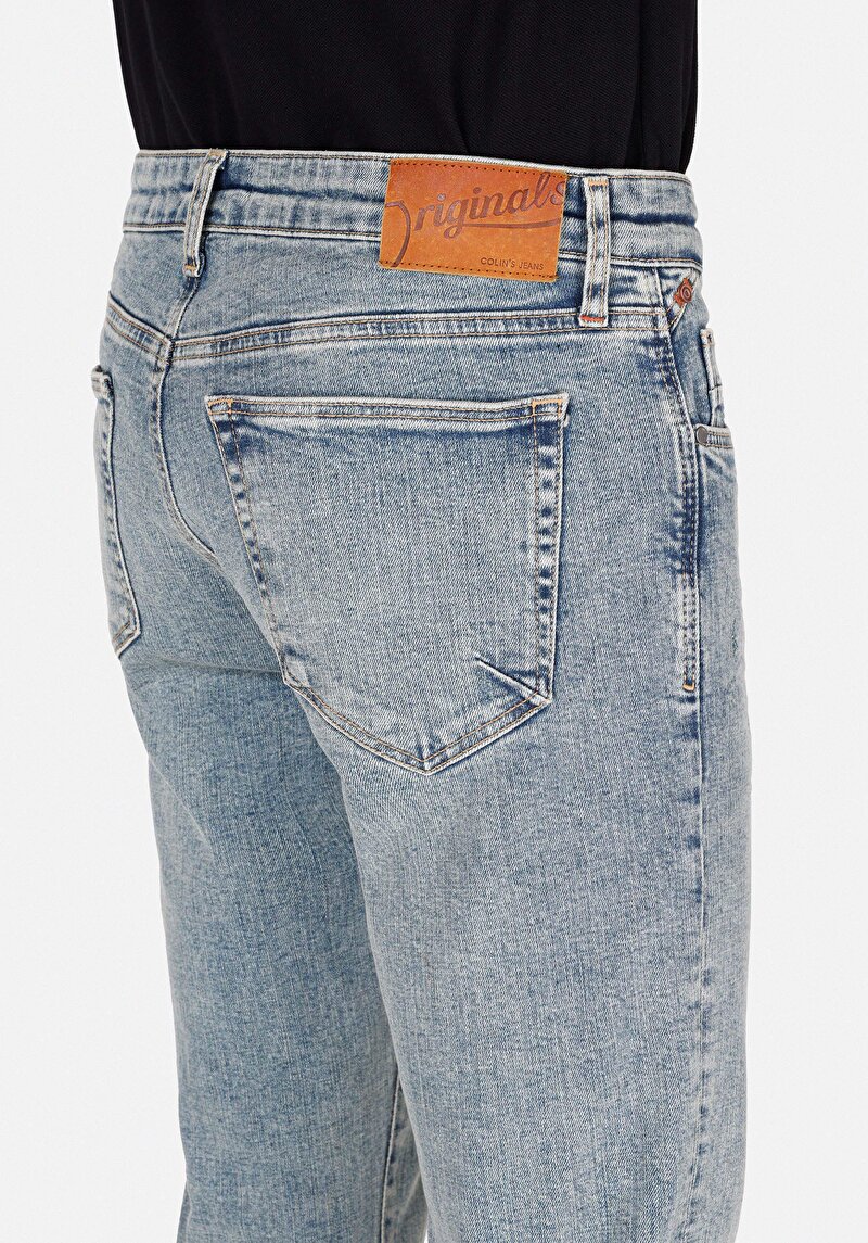 Slim Fit   Erkek İndigo Jean Pantolon