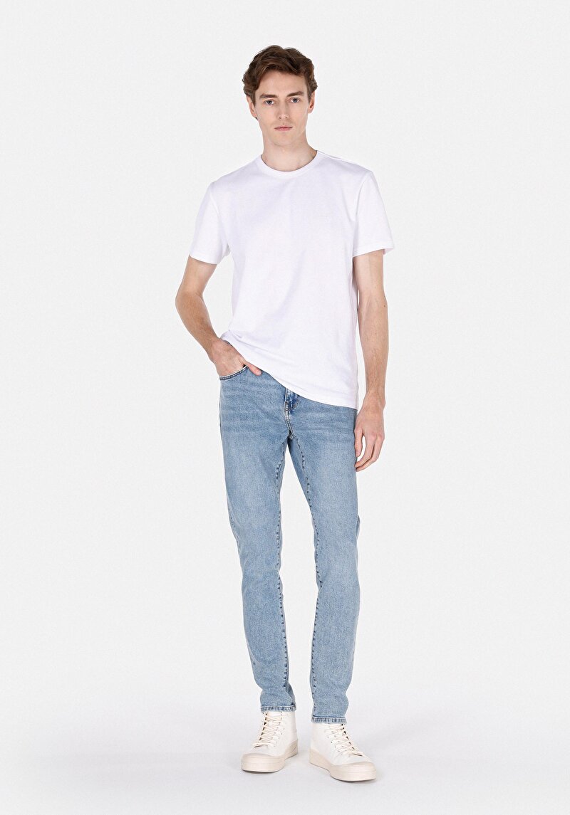 Slim Fit Erkek İndigo Jean Pantolon