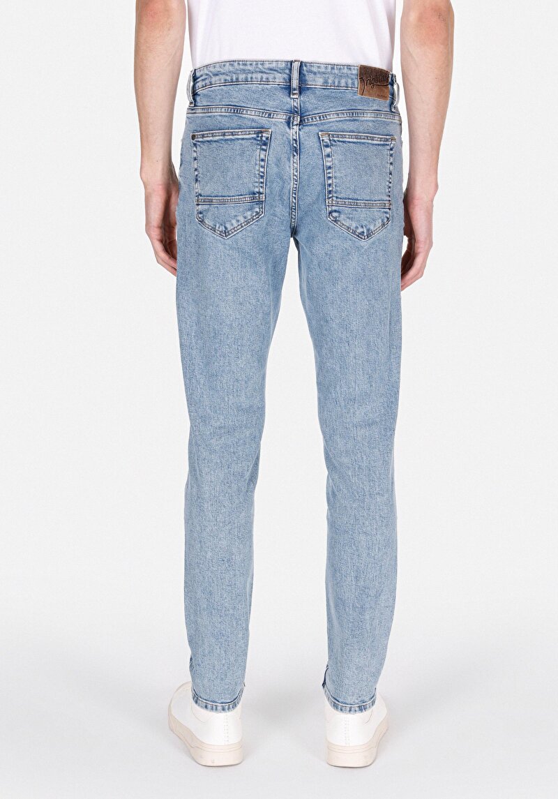 Slim Fit Erkek İndigo Jean Pantolon