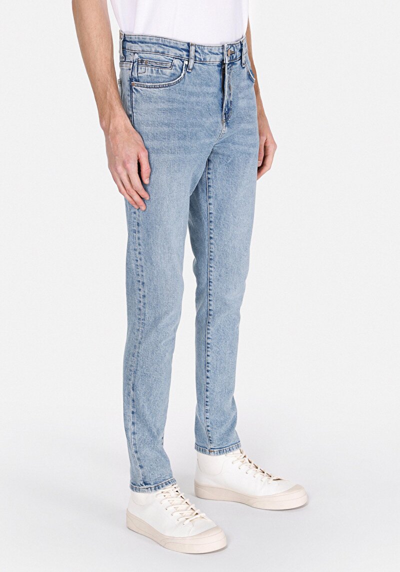 Slim Fit Erkek İndigo Jean Pantolon