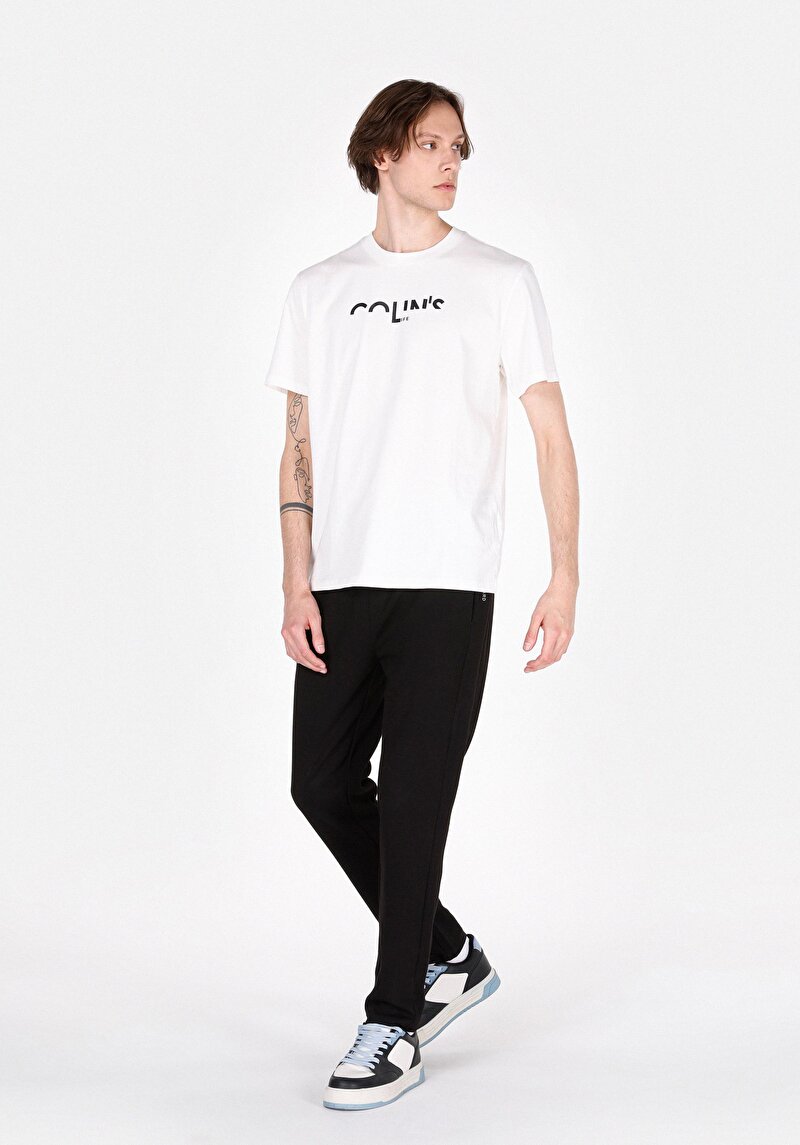 Slim Fit Orta Bel Düz Erkek Siyah Eşofman Altı
