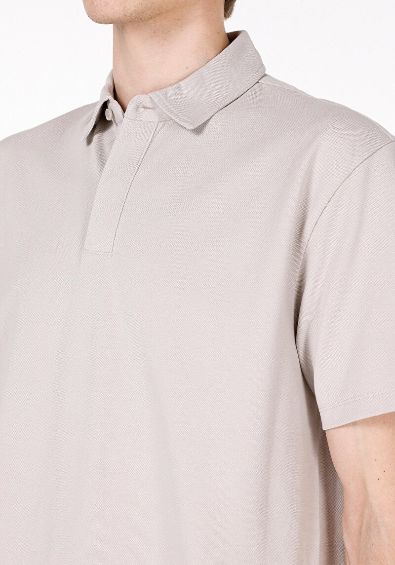 Comfort Fit Polo Yaka Düz Erkek Taş Kısa Kol Tişört