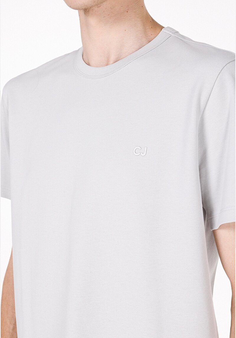 Pamuklu Regular Fit Yuvarlak Yaka Düz Erkek Gri Kısa Kol Tişört