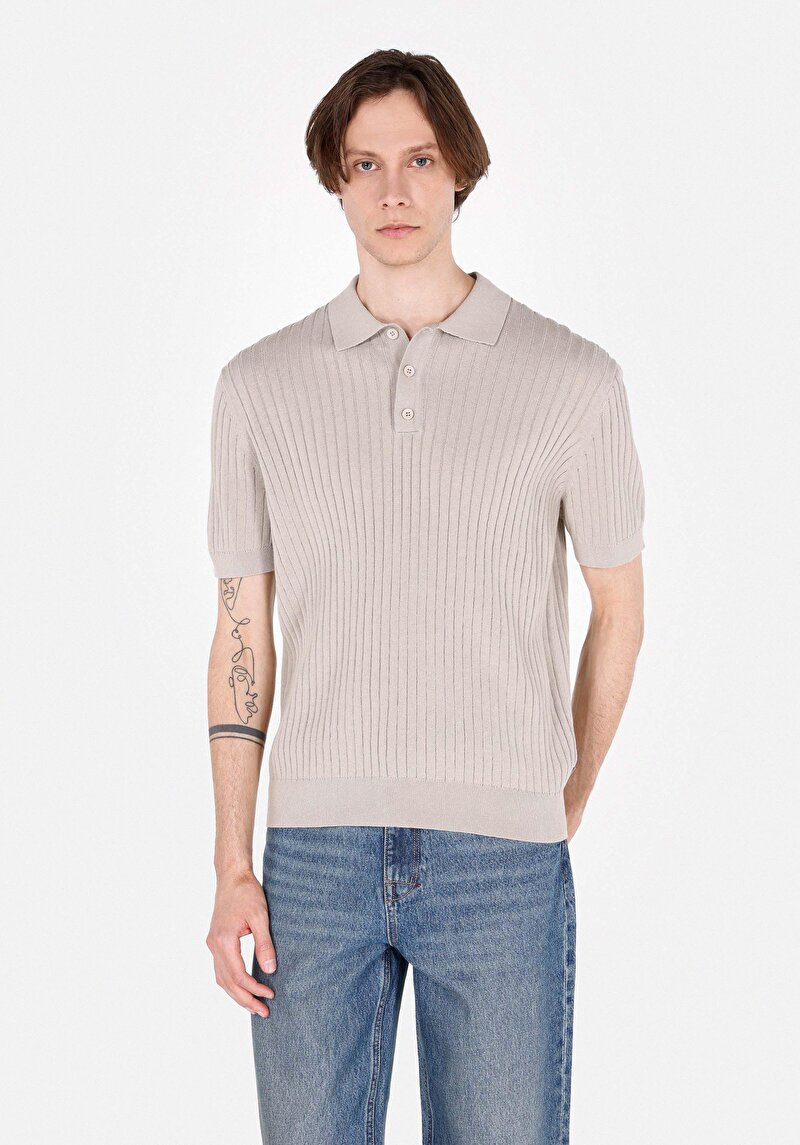 Regular Fit Erkek Bej Kazak