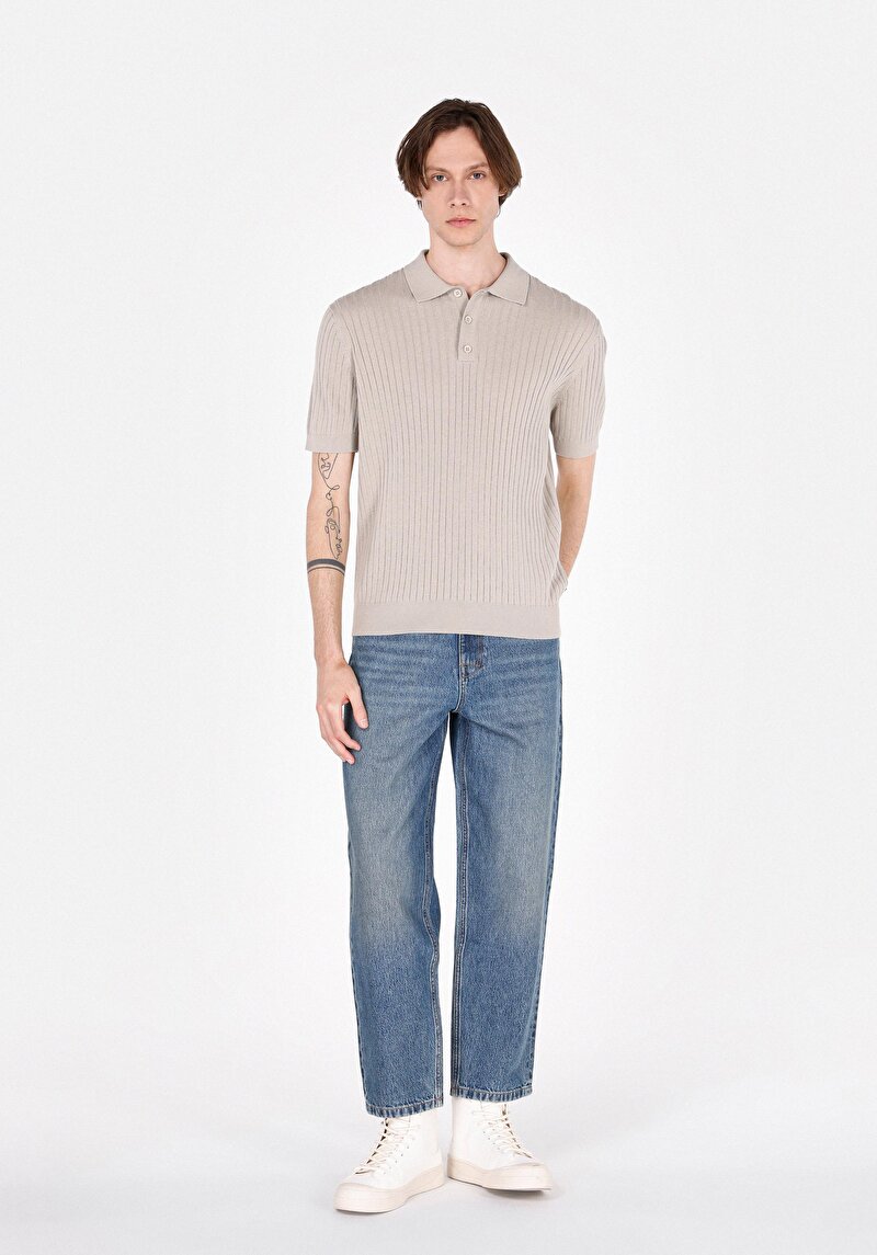 Regular Fit Erkek Bej Kazak