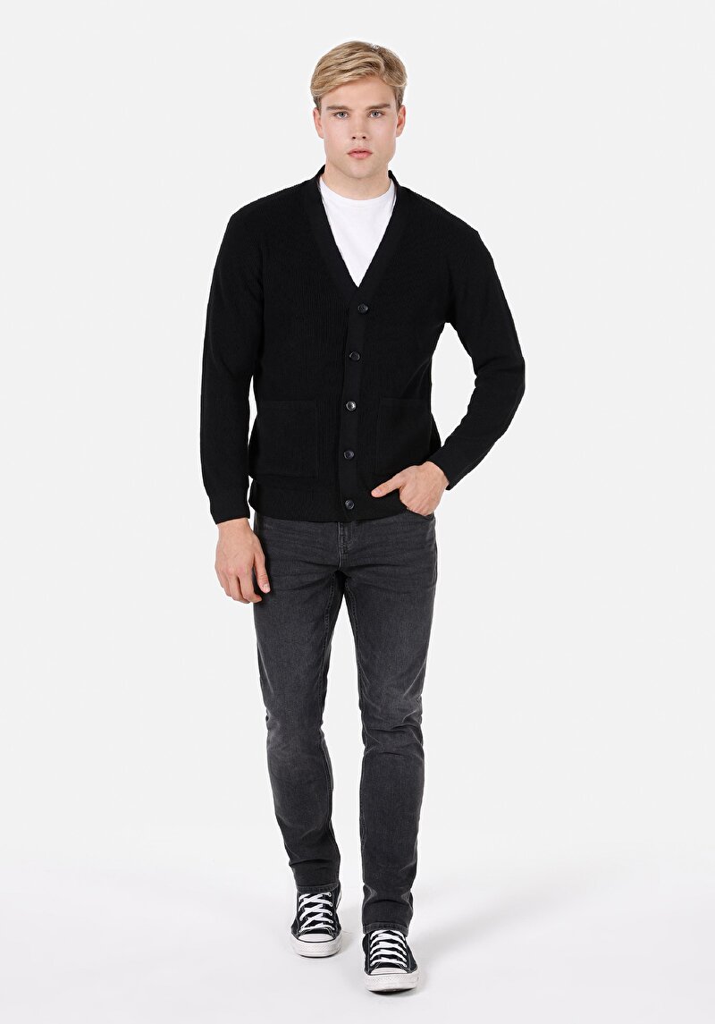 Comfort Fit   Erkek Siyah Hırka