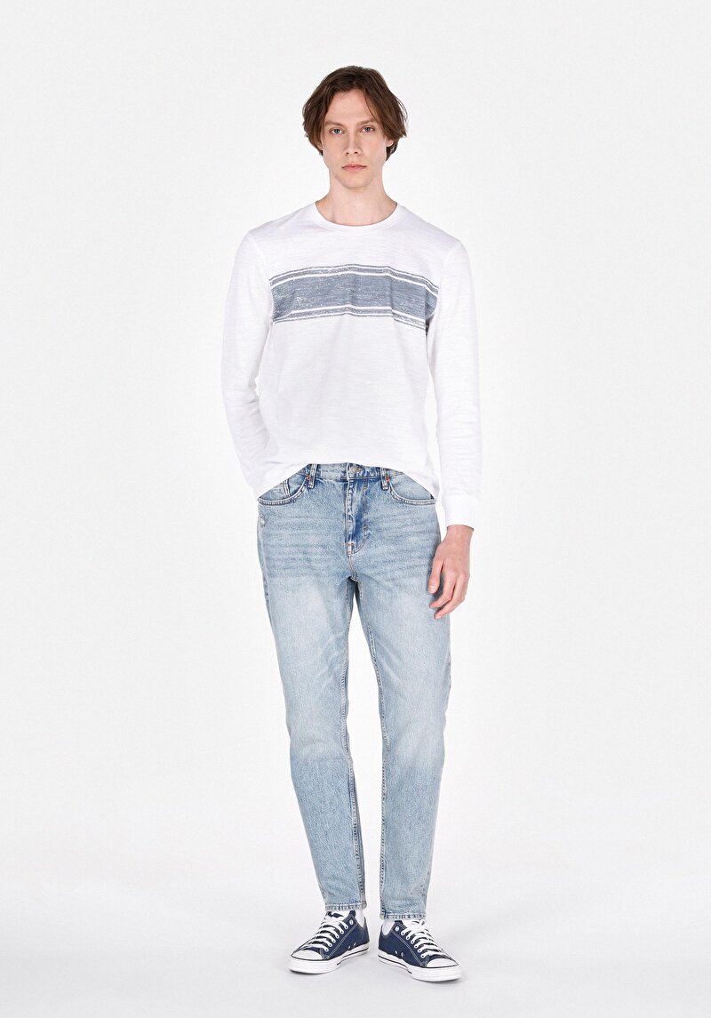 Loose Tapered Fit Erkek İndigo Jean Pantolon