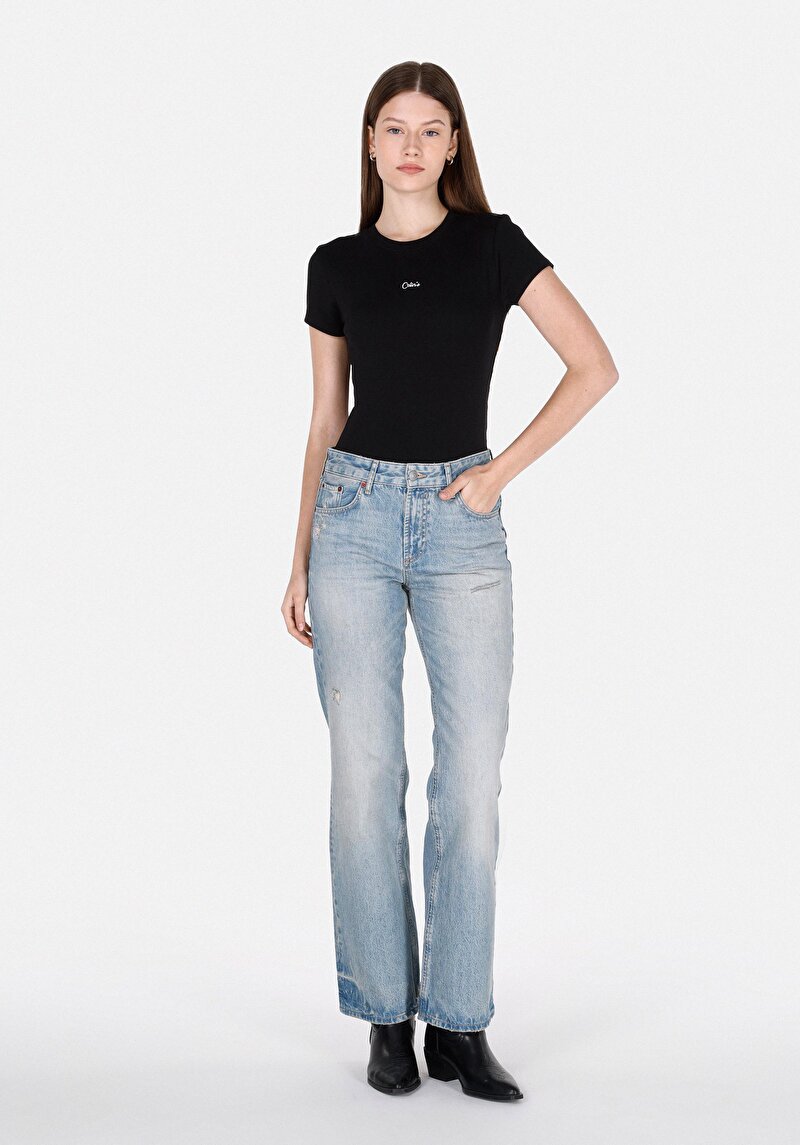 Straight Fit Kadın İndigo Jean Pantolon