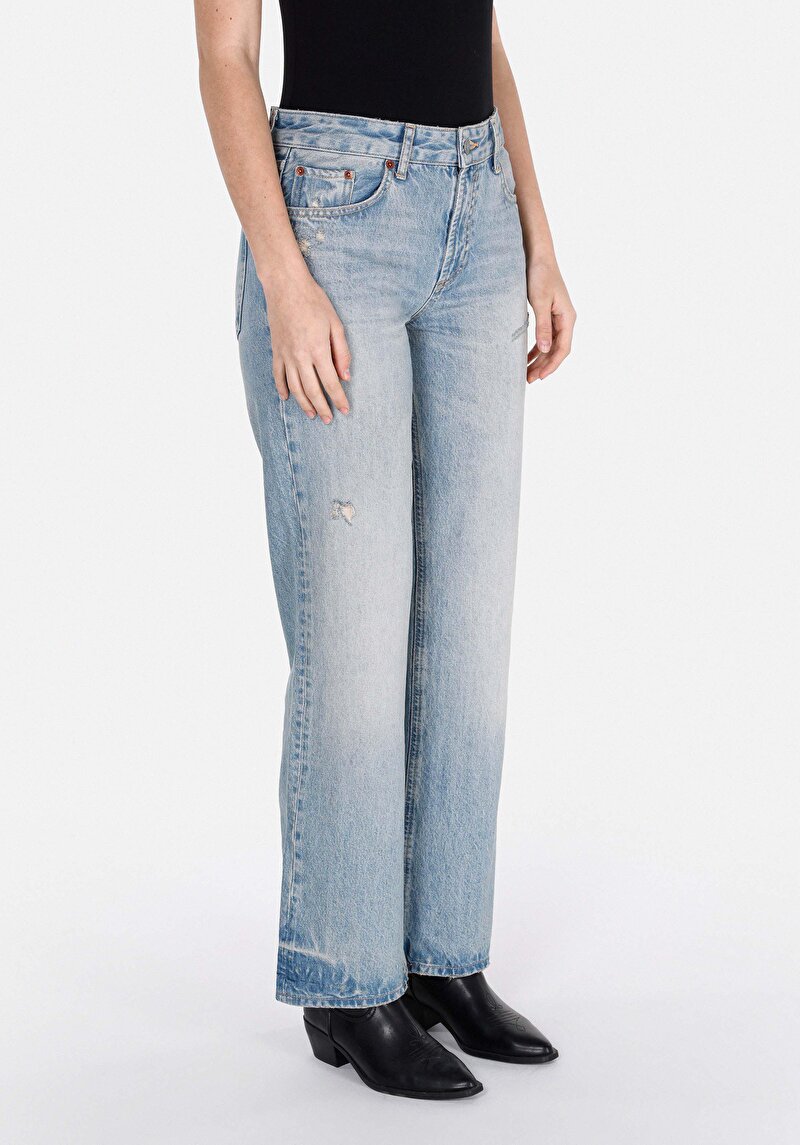 Straight Fit Kadın İndigo Jean Pantolon