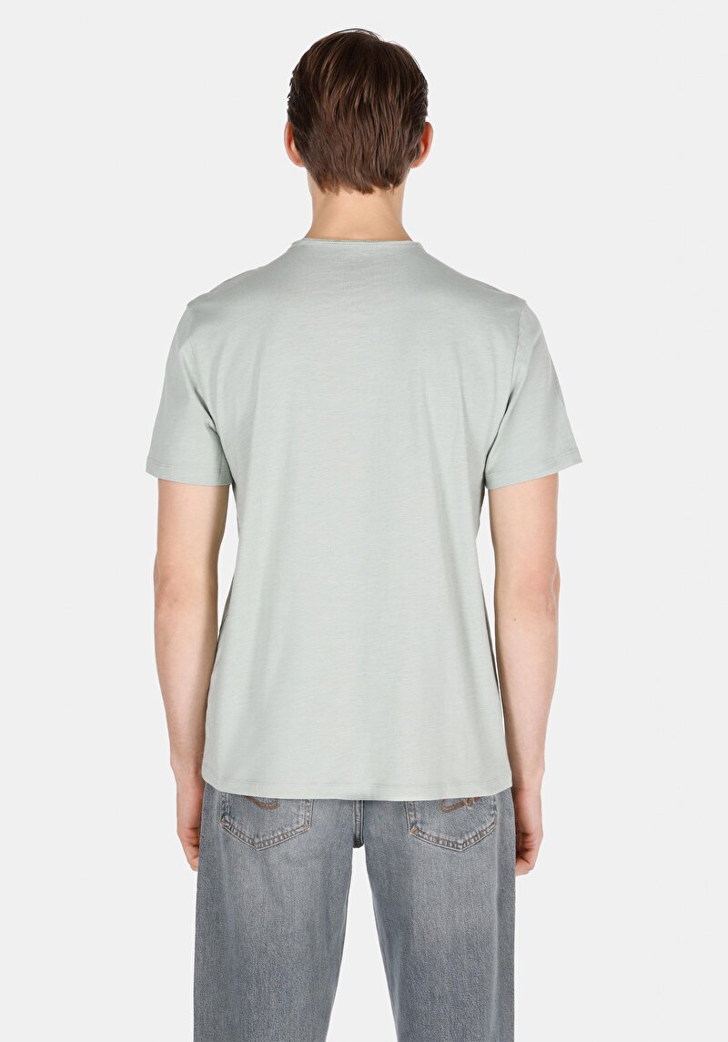 Regular Fit Yuvarlak Yaka Düz Erkek Turkuaz Kısa Kol Tişört