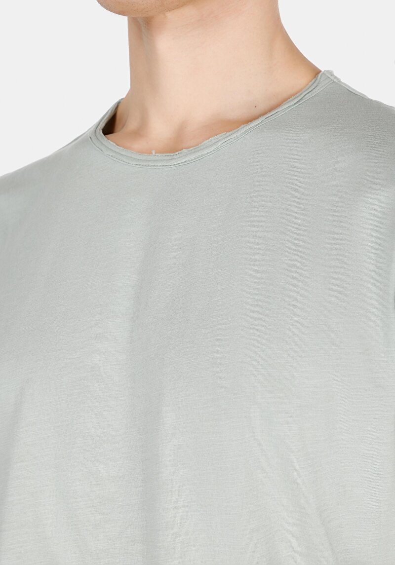 Regular Fit Yuvarlak Yaka Düz Erkek Turkuaz Kısa Kol Tişört