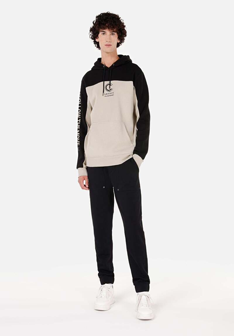 Regular Fit Baskılı Erkek Siyah Sweatshirt