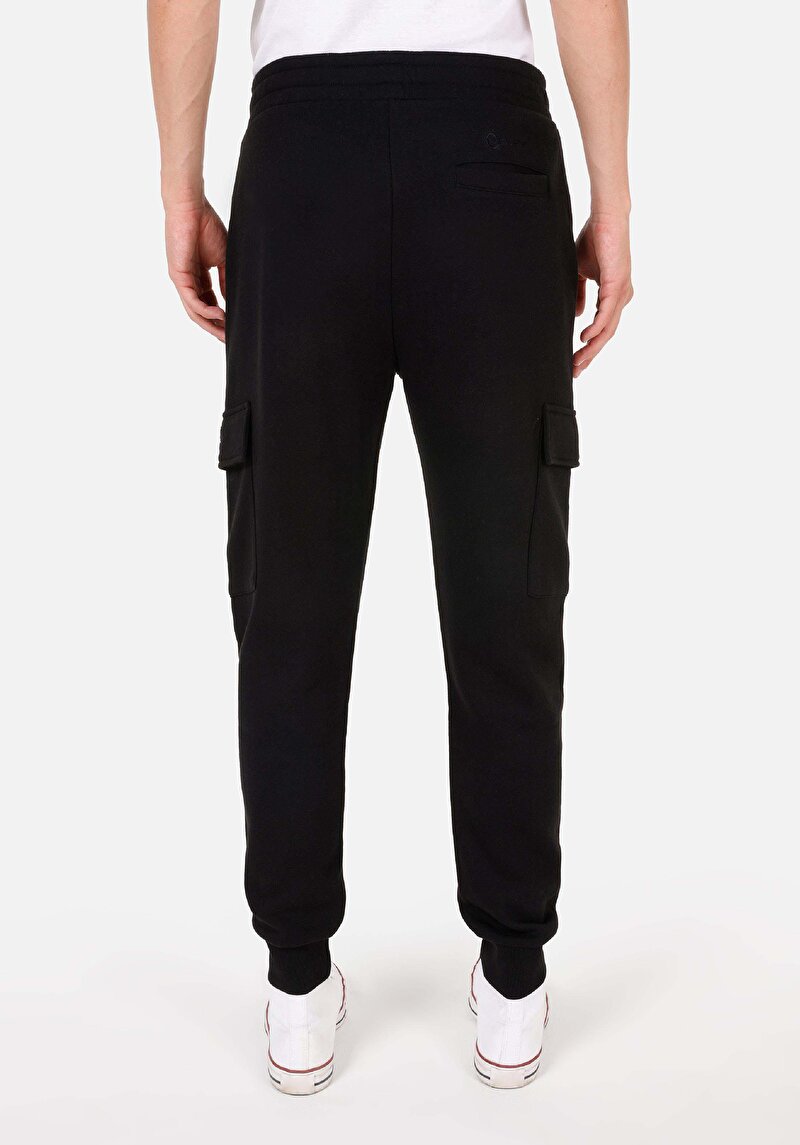 Regular Fit Orta Bel Erkek Pamuk Karışımlı Siyah Eşofman Altı